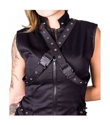 Women Gothic Vest Motorcycle Style Women Black Vest Biker Jacket Gothic Jacket